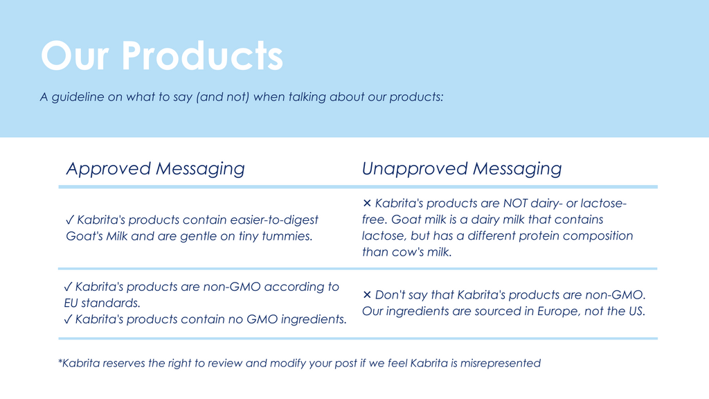 Guidelines when talking about our products